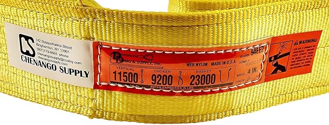 DD Sling. Multiple Sizes! (100% Made in The USA) 4" x 6' 2 Ply Nylon Lifting Sling, Eye & Eye, Heavy Duty (900 Webbing), 11,500lbs Vertical, 9,200 Choke, 23,000 Basket (4" x6')