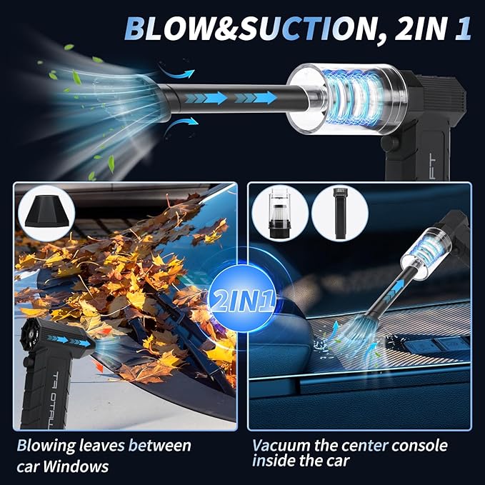 Compressed Air Duster – 180000RPM Cordless Electric Air Blower with Stepless Adjustment, Powerful Brushless Motor, Rechargeable Air Duster for Computer, Keyboard, Car, Home & Outdoor Cleaning