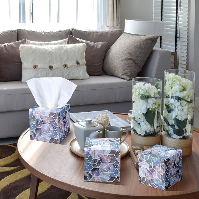 12 Pack Summer Mother of Pearl Facial Tissues Cube Face Boxes 600 Sheets 3 Ply Small Pearl Shell Square Tissues Bulk for Summer Car Bedroom Supplies