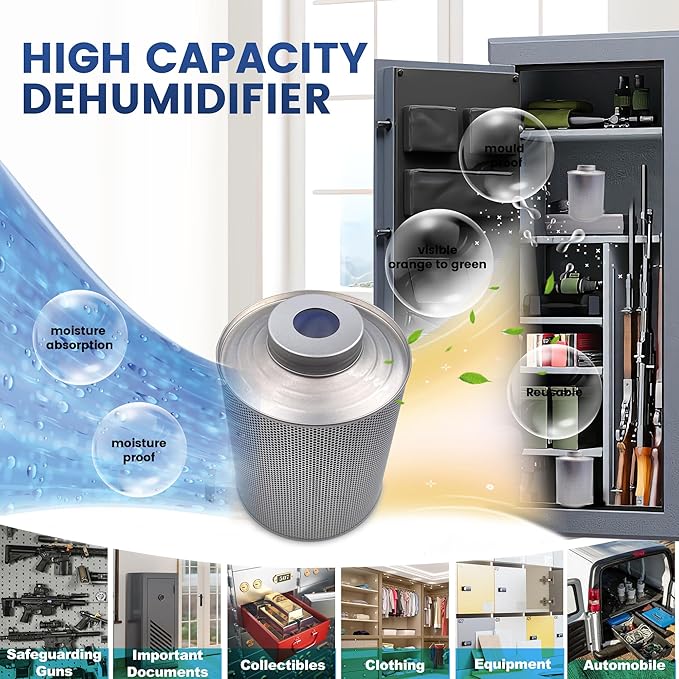 800 Gram Gun Safe Dehumidifier, 3 Pack of 1.77 LBS Rechargeable Dehumidifier Blue to Pink Silica Gel Desiccant Moisture Absorbers, Dehumidifiers for Room, Bedroom, Safe, Closet, Bathroom, Car