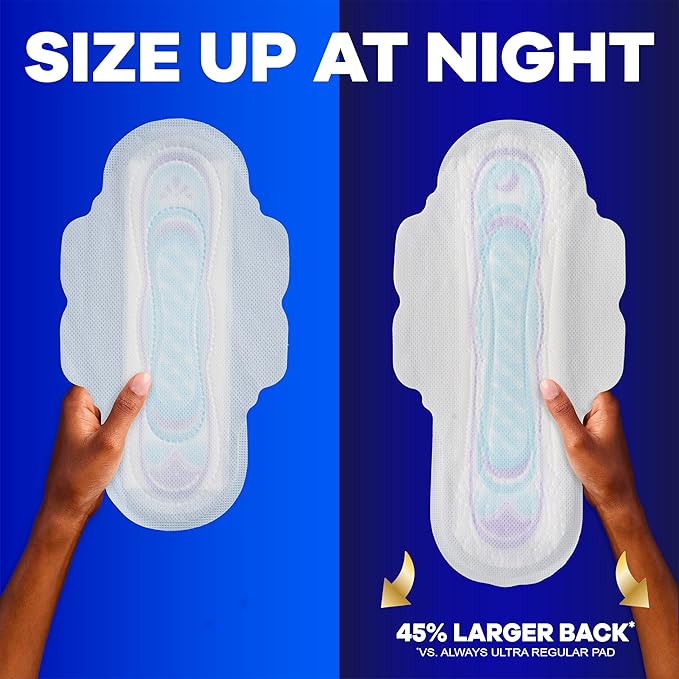 Always Ultra Thin Pads with Wings, Size 2, Long Super, 126 Count (3 Packs of 42)