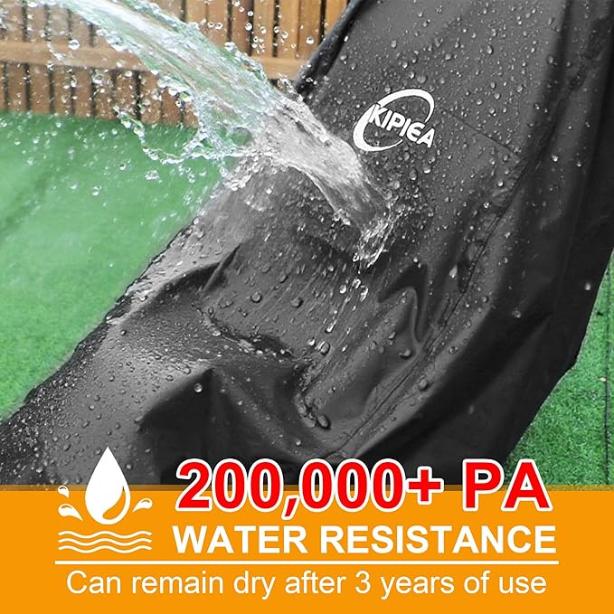 Kipiea Outdoor 600D Lawn Mower Cover Waterproof, UV & Tear-Resistant with 4 Buckles and 2 Drawstrings for Most Push Lawn Mowers