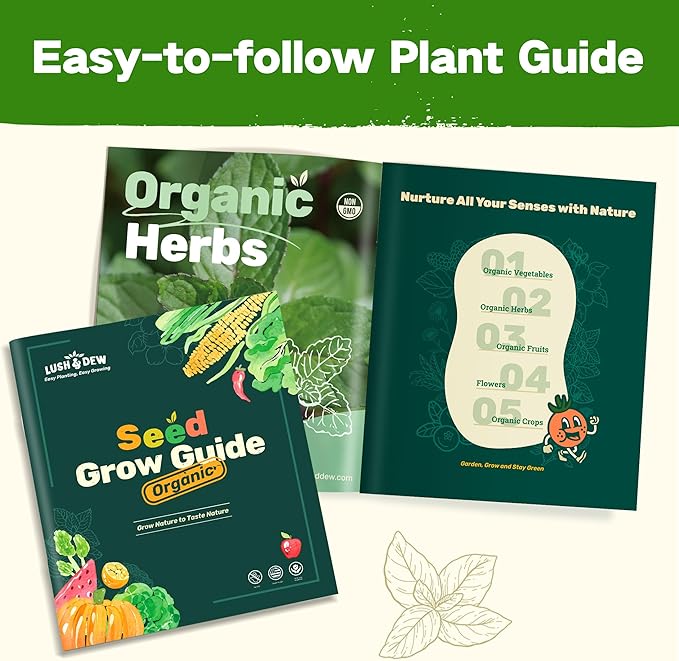 Lush&Dew Year-Round USDA Zone 5 Seed Bank, 32 Varieties Non-GMO Heirloom Seeds of Vegetables, Herbs, Gardening Gifts for Women Men, Emergency Survival Kit for Raised Garden Bed, Greenhouse