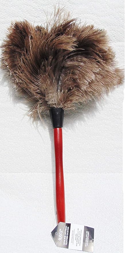 AAYU Premium 14.5" Feather Duster for Home | Natural Duster for Cleaning and Feather Moping | Eco Friendly | Genuine Ostrich Feather Duster with Wooden Handle | Easy to Clean Dust and Reuse (36 cm)