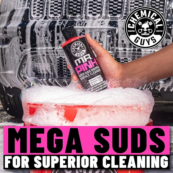 Chemical Guys Mr. Pink Foaming Car Wash Soap, High-Suds pH-Balanced Car Shampoo, Safe for Wax & Sealants, Works with Foam Cannons & Bucket Wash, Safe on All Paint Finishes, 64 oz, Candy Scent