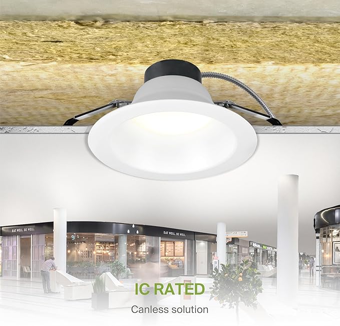 ASD Commercial LED Downlight 9/10 Inch, Round Power Adjustable Downlights 22/26/30/35/40W, Canless LED Recessed Lighting 120-277V, 5 CCT 2700K-5000K, Dimmable Ceiling Light Fixture IC Rated, White ETL