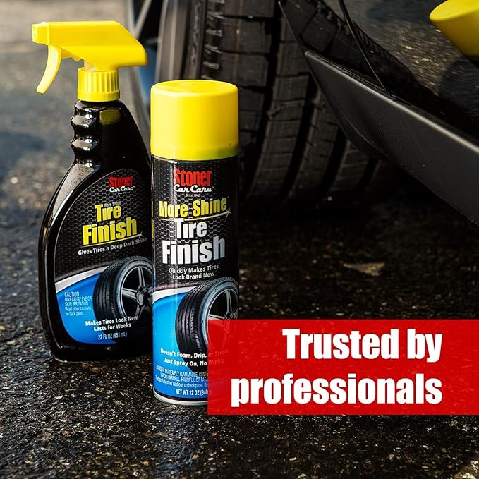 Stoner Car Care 91044-12PK Original More Shine Tire Finish – Tire Shine Spray for a Deep Matte Black Finish with Long-Lasting Rain-Resistant Protection, Non-Greasy No Sling – 12 oz (Pack of 12)