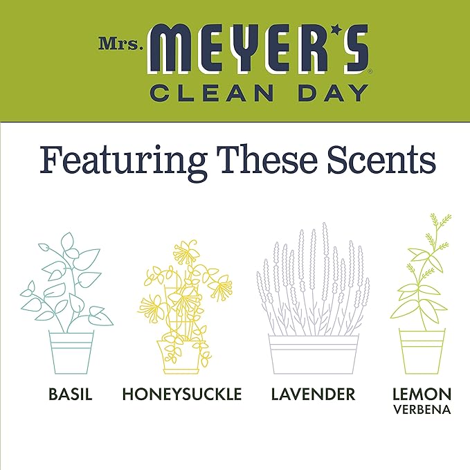 MRS. MEYER'S CLEAN DAY Liquid Dish Soap, Cruelty Free and Non-Toxic, Lemon Verbena Scent, 16 oz- Pack of 6