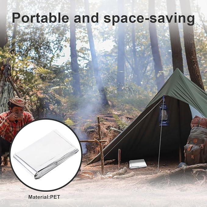 2pcs Outdoor Emergency Warm Blanket Foldable Thermal Reflective Film for Hiking Aid Survival Exploration and Natural Disaster Supplies
