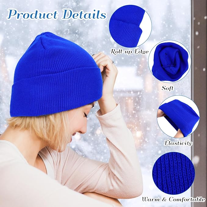 Kenning 56 Pcs Winter Beanies and Gloves Combo Kit Include 28 Pair Winter Gloves 28 Pcs Knitted Beanies Unisex Hats for Adult