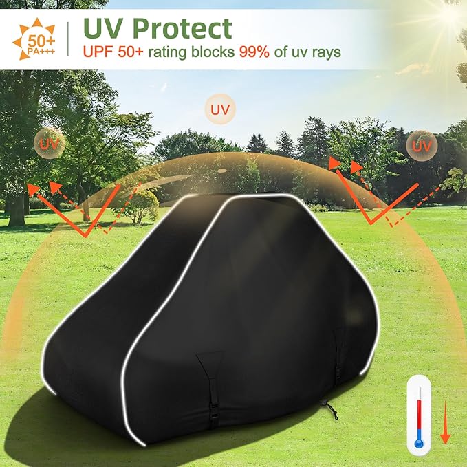 Lawn Mower Cover, 600D Waterproof Zero Turn Mower Cover, Outdoor Universal Zero Lawnmower Cover with Reflective Strip (79×46×55 Inch/Black)