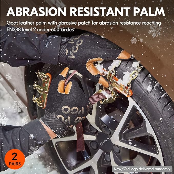 Vgo... 2-Pairs -4℉ or above 3M Thinsulate C100 Winter Warm Waterproof Light Duty Mechanic Glove, High Dexterity, Anti-abrasion, Rigger Glove (Size S, Black&Brown, GA9603FW)