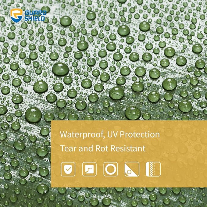 GUARD SHIELD Green Tarp Waterproof 30x30 Feet Medium Duty All Purpose Poly Tarps Cover 7mil