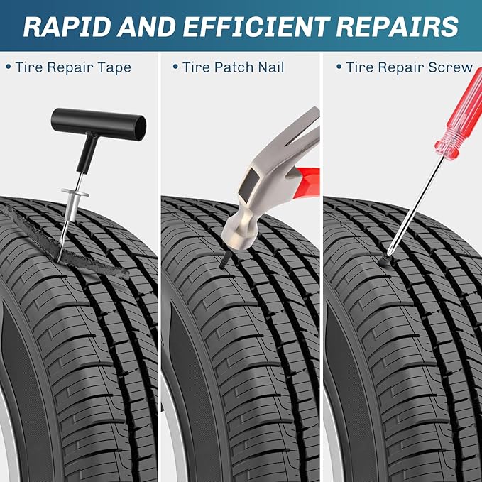 GOOACC Tire Repair Kit - 106pcs Heavy Duty Tire Plug Kit Flat Tire Puncture Repair Kit for Car, Motorcycle, ATV, UTV, RV, Tractor, Trailer