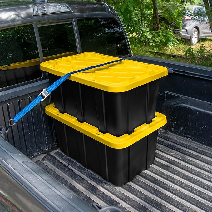 Sterilite 24-Pack Stackable Storage Bins, Heavy Duty Totes w/ Lids, 17 Gallon, Black/Yellow