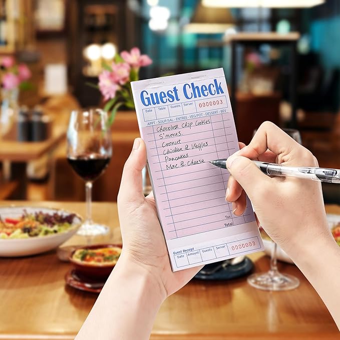 12 Pack Pink Guest Checks Books for Servers Server Note Pads, Waiter Checkbook, Waitress Notepad for Restaurants, Paper Checks 50 Sheets/Pack, 600 Total Tickets