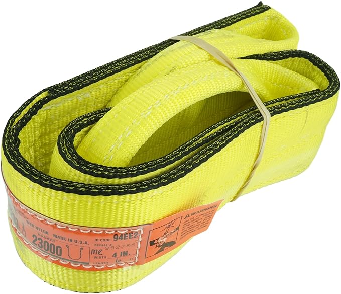 DD Sling (USA Made). 4" x 10', 2 Ply, Nylon Lifting Slings, Master Edge, Eye & Eye, Heavy Duty, 11500 lbs Vertical, 9200 Choker, 23000 Basket Load Capacity (4" x 10')