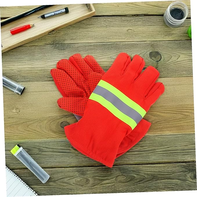 2 Pairs Heat Resistant Firefighter Gloves with Breathable Lining for Men and Women Fire-Resistant Protective Gear for High Temperature Firefighting and Rescue Operations