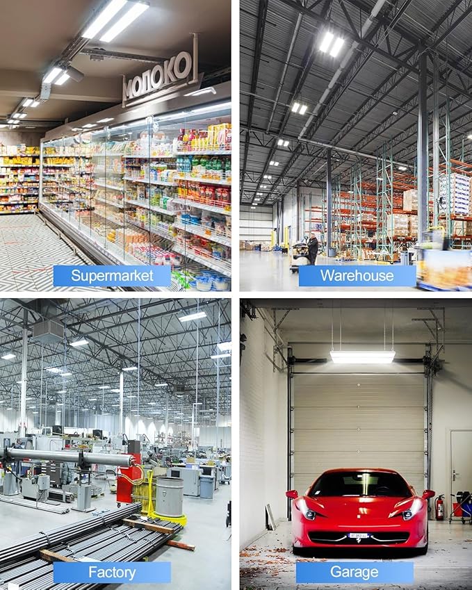ADUB Linear High Bay LED Lights 150W, 1.3FT Hanging LED High Bay Shop Lighting Fixture 22,500 LM, 5000K Commercial Bay Light for Workshop Garage Barn, UL DLC Listed, AC100-277V, Dimmable, 5-Y, 4P