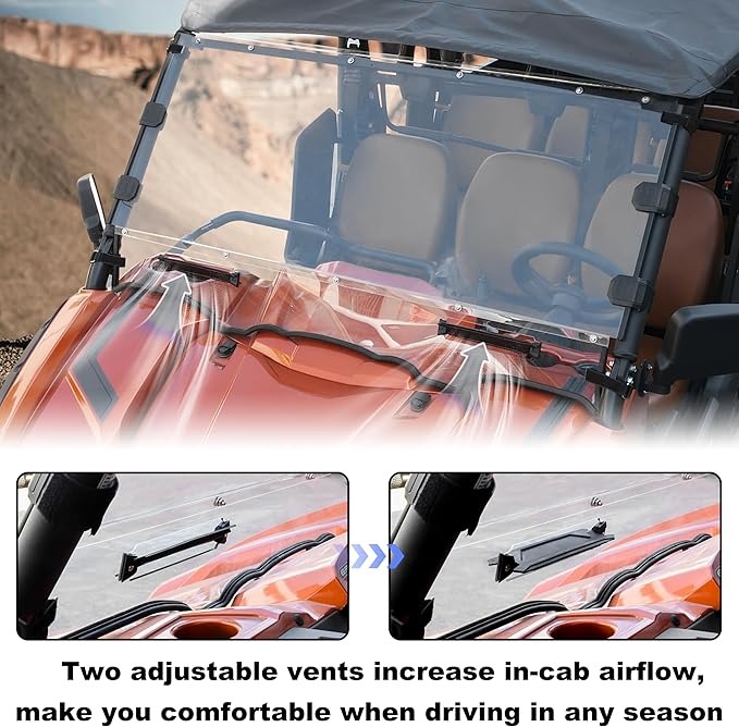 SAUTVS Full Windshield for Yamaha Viking VI, Clear Dustproof Durable Hard Coat Poly Vented Front Windshield for Yamaha Viking 2014-2025 Accessories