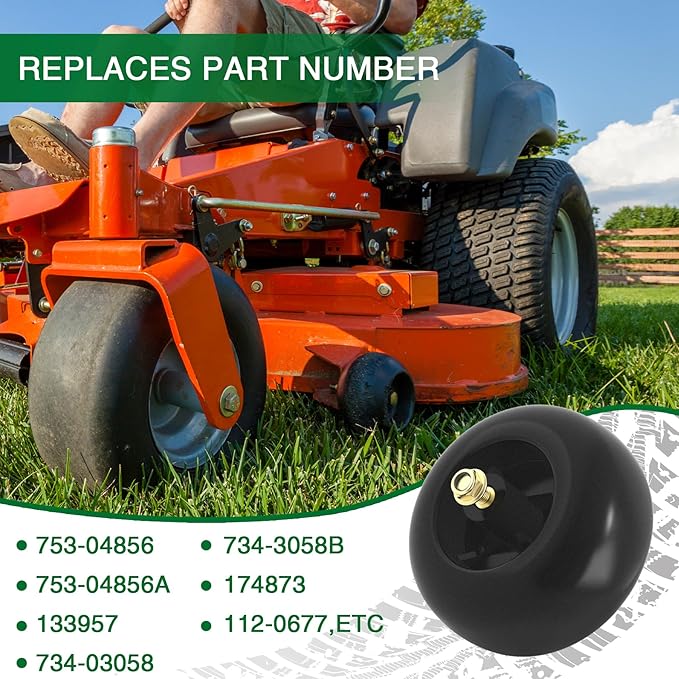 Mower Deck Wheels Fit for Craftsman Husq Cub JD Lawn Mower Tractor Replace for 753-04856A Deck Rollers Gauge Wheel for 54" 48" Deck 2 Set