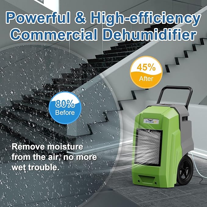 ALORAIR Storm Pro Commercial Dehumidifier 180 PPD, LGR Portable Dehumidifier with Pump, cETL Listed, 5 Years Warranty, LCD Display, for Clean-Up, Flood, Moisture