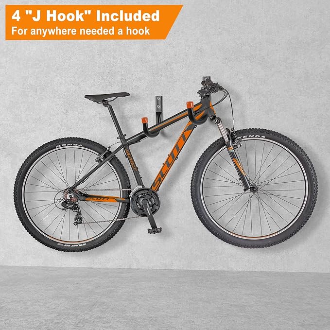 Garage Hooks, 20-Pack Steel Garage Accessories for Organization and Storage, Heavy Wall Mount Duty Hooks with Anti-Slip Coating for Hanging Ladder, Bike, Power Tools and More Tools, Orange