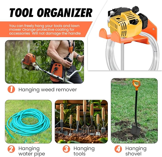 Weed Eater Hanger, 2Pack Trimmer Rack Wall Mount,Heavy Duty Weedeater Holder Garage Wall Mount for Power Tools, Grass Trimmer, Garden Tools