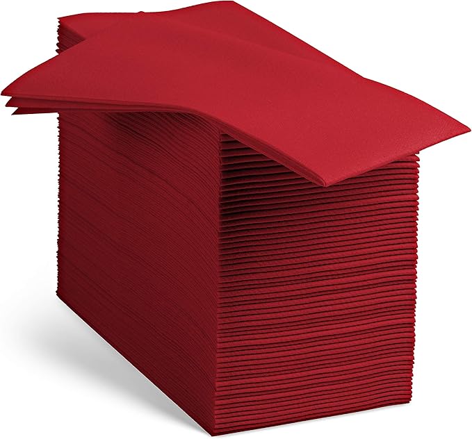 100 Linen-Feel Colored Paper Napkins - Decorative Cloth-Like Burgundy Dinner Napkins - Soft And Absorbent. For Kitchen, Party, Wedding, Bathroom Or Any Occasion. (Pack of 100)