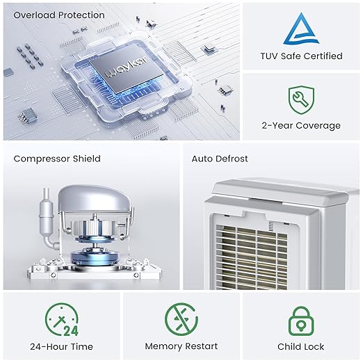 Waykar 34 Pints 2025 Most Efficient Energy Star Dehumidifier for up to 2200 Sq. Ft. for Home and Basement with Auto or Manual Drainage, Quiet 33dB Operation, 0.6 Gal Tank