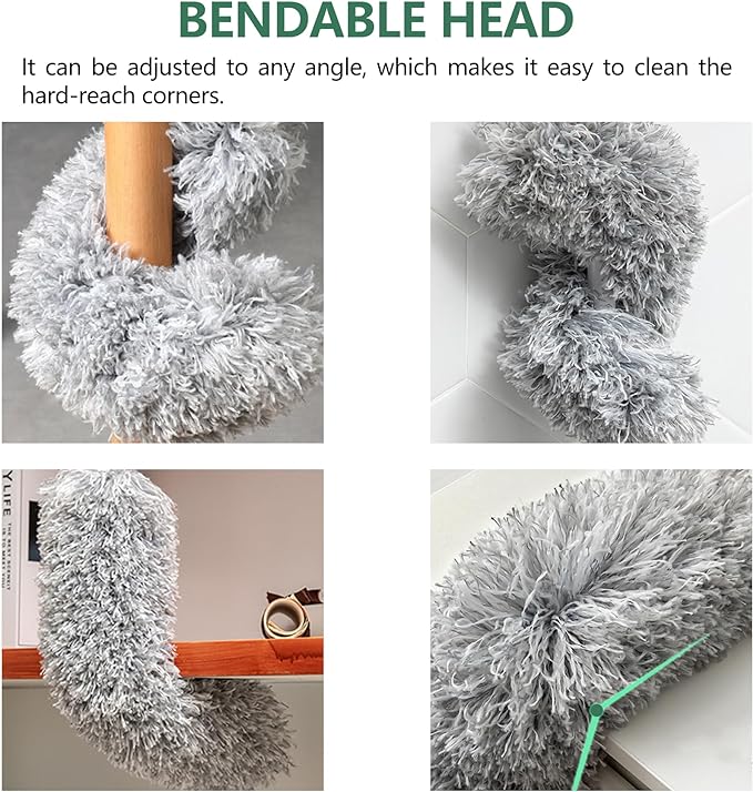 SetSail Extra-Long Dusters with Extension Pole 100-inch for Cleaning, Bendable Microfiber Head Washable Ceiling Fan Duster for High Ceilings, Furniture