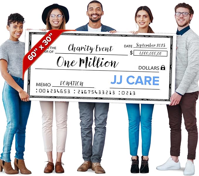 Reusable Giant Check [60" x 30"] - Dry Erase Big Checks for Presentations, Oversized Checks for Presentation, Novelty Big Check, Giant Big Fake Check, Large Checks for Presentations, Donation, Awards