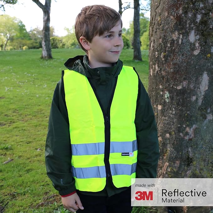 Salzmann Children's High Visibility Vest - Reflective Safety Vest with Zipper - Made with 3M Reflective Material