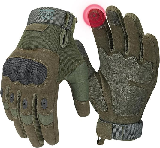 KEMIMOTO Tactical Gloves for Men, Touchscreen Motorcycle Gloves with Hard Shell & Palm Padding for Sports Motorcycle Cycling Tactical Airsoft Paintball Hunting Hiking Camping Climbing