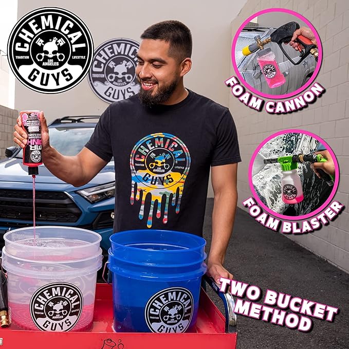 Chemical Guys Mr. Pink Foaming Car Wash Soap, High-Suds pH-Balanced Car Shampoo, Safe for Wax & Sealants, Works with Foam Cannons & Bucket Wash, Safe on All Paint Finishes, 16 oz, Candy Scent