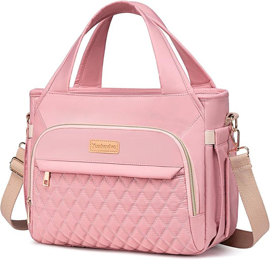 Lunch Bag Lunch Box Women - Insulated Lunch Tote Bag for Women Men, Leakproof Large Womens Lunch Bags for Work, Lunch Cooler Bag for Adult with Side Pocket for Picnic, Hiking, Beach (Pink)
