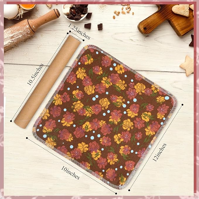 Redbaker 50 Pcs Reusable Paper Towels Paperless Reusable Cotton Cloths Toilet Absorbent Washable Paper Towels with Roll Kitchen Dishcloth for Kitchen Paperless Dishcloths(Flower)