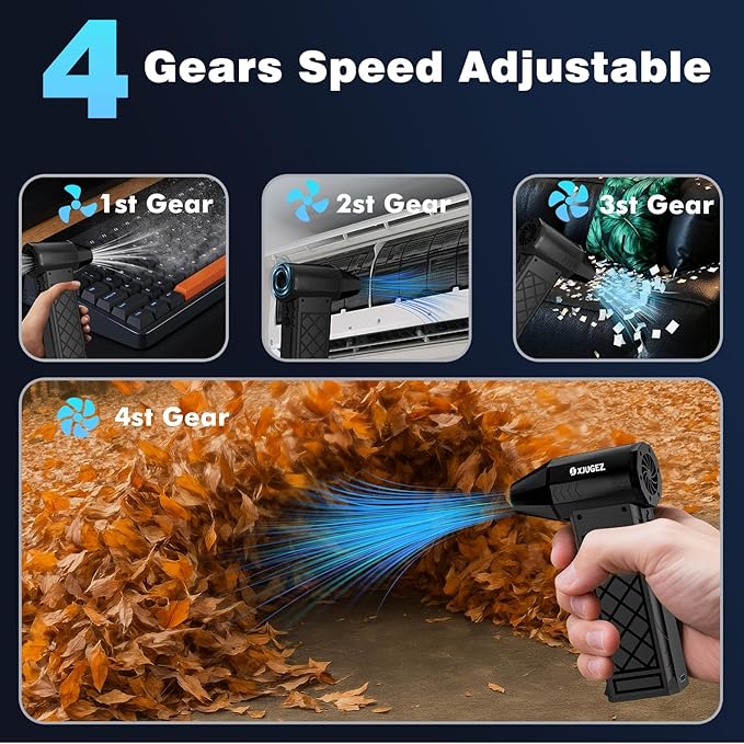 Compressed Air Duster,130000RPM Electric Air Duster with LED Auxiliary Light & 3-Mode Flashlight,4 Gears diamond Design Mini Blower with Display,Hand Held Jet fan for Keyboard,Car,Snow,Barbecue
