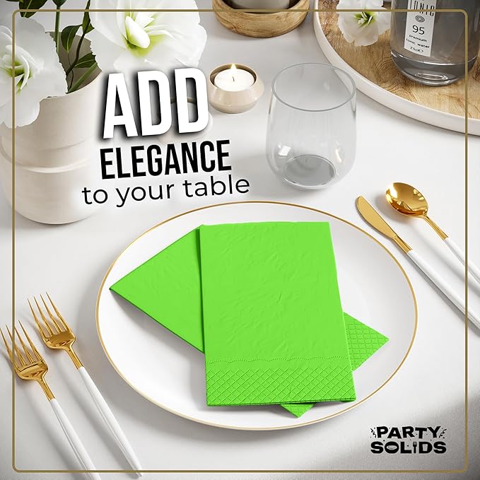 Lime Green Dinner Napkins Disposable 8" x 4" Folded - 40 Pcs 2 Ply Lime Green Napkins Disposable Paper Guest Towels for Bathrooms, Dinners, Everyday Parties & Party Supplies