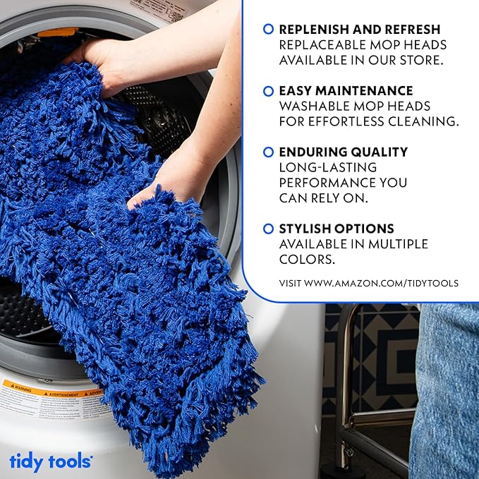 36 Inch Blue Commercial Dust Mop & Floor Sweeper – Wood Handle Floor Mop for Tile, Hardwood & Concrete