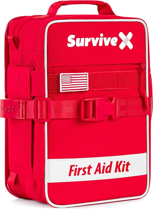 Large First Aid Kit for Car, Travel & Home - Emergency Kit for Hiking, Camping, Backpacking and Outdoors - Includes Zip Stitch Wound Closure Strips