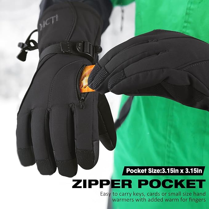 MCTi Waterproof Mens Ski Gloves Winter Warm 3M Thinsulate Snowboard Snowmobile Cold Weather Gloves