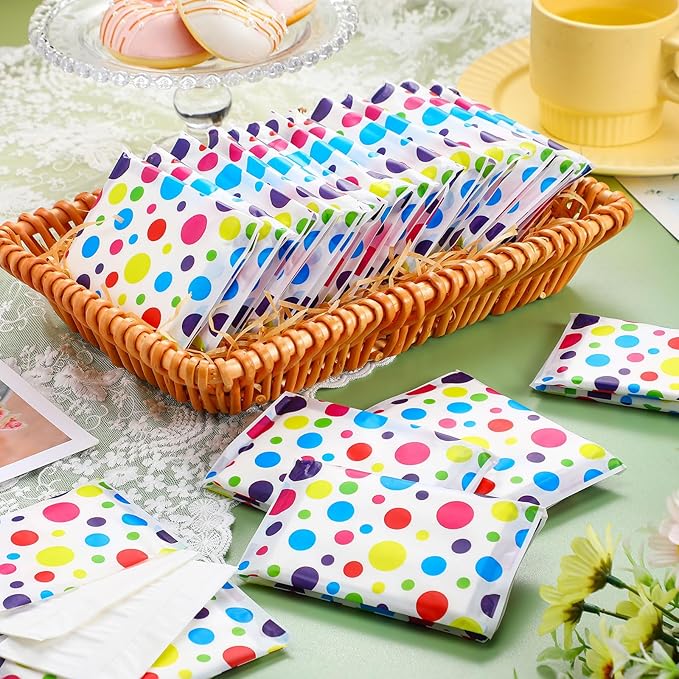 Geyee 50 Packs Facial Tissue Travel Packs Disposable Pocket Tissues for Wedding Guest Travel School Purse Home Supplies, 500 Sheets 3 Ply(Polka Dot)
