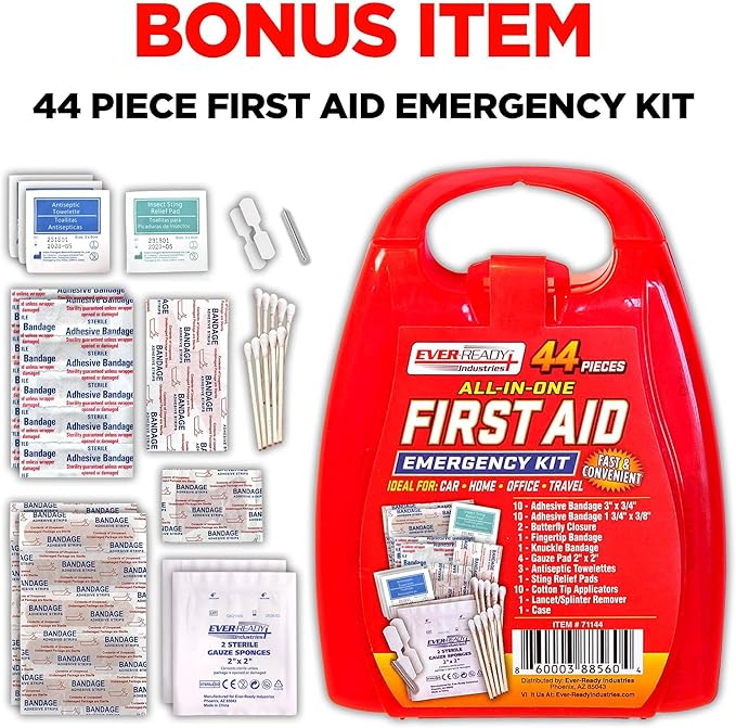 Ever-Ready Industries Premium Trauma First Aid Kit for Outdoors, Workplace, and Home - Exceed OSHA Guidelines and ANSI 2009 Standards - 240 Pieces - Includes Bonus Travel Kit