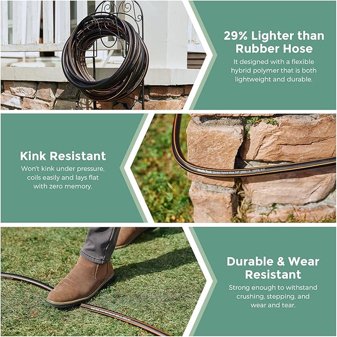 Giraffe Tools Leader Hose 5/8" x 4ft, Custom Length, No Kink, Flexible, Leakproof Water Hose, Male Female Fittings, 600 Burst PSI, 4ft, Black Orange