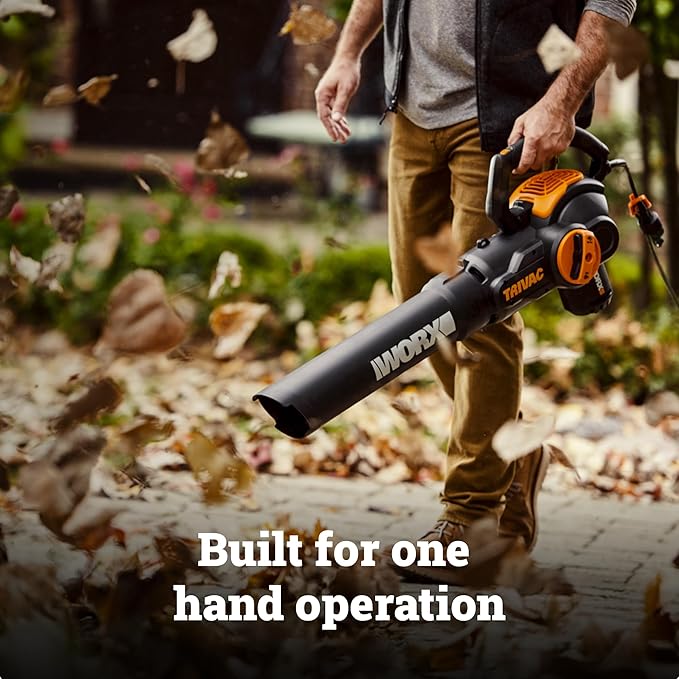 WORX WG512 12 Amp Trivac, 3 in 1 Electric Leaf Blower, Leaf Vacuum & Leaf Mulcher for Lawn Care