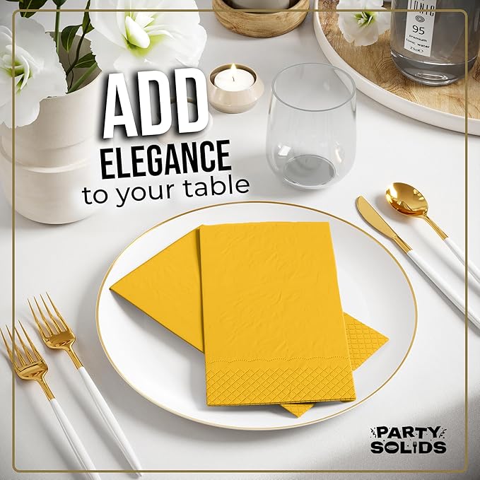 Yellow Dinner Napkins Disposable 8" x 4" Folded - 40 Pcs 2 Ply Yellow Napkins Disposable Paper Guest Towels for Bathrooms, Dinners, Everyday Parties & Party Supplies