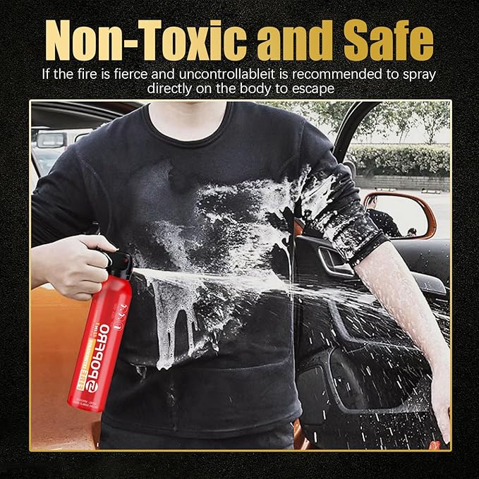 Portable Fire Extinguisher | 4-in-1 Small Fire Extinguisher for Home, Garage, Kitchen, Car | For Electric, Textile and Grease Fires | Non-Toxic, Easy Clean | Wall Mount Incl (1 pack)