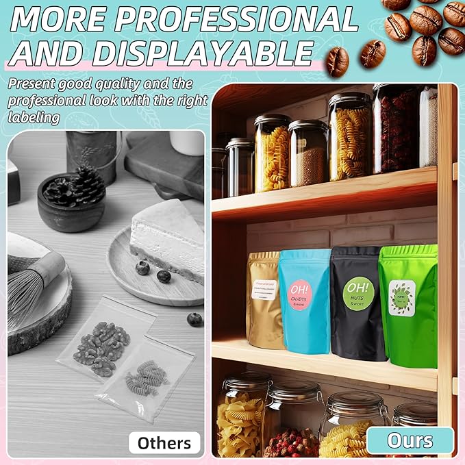 FUNFERY 5.5x7.8 inch Stand Up Mylar Resealable Bags for Food Storage,Smell Proof Foil Pouch,Food Packaging Sealable Bags,Mylar Zipper Bag for Jerky,Candy,Cereal,Coffee, Cards,Green,50 Pack
