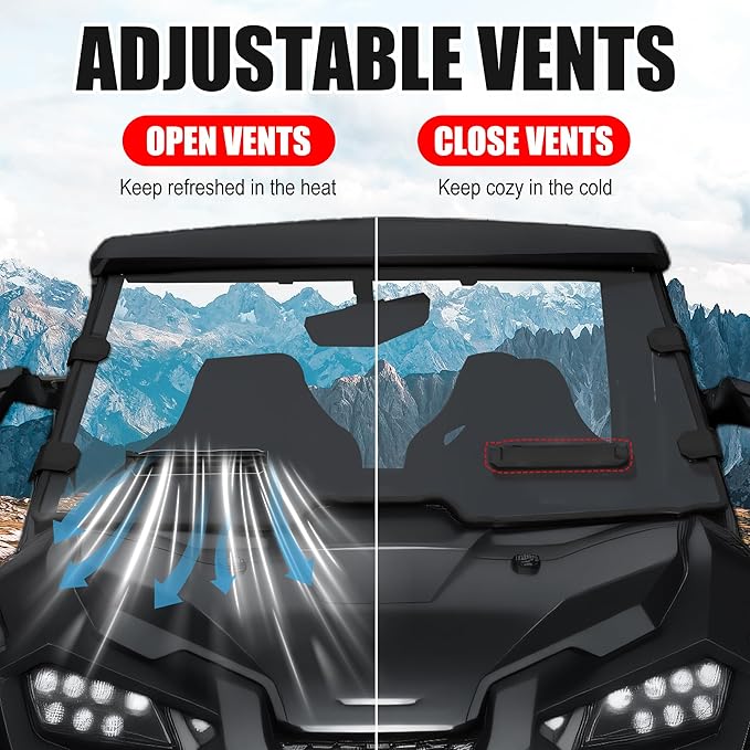 PC Clear Full Windshield for Honda Talon 1000R 1000X 1000X-4 (2019-2024), Hard-coated Full Poly Vented Windscreen, Transparent Front Windshield, Dustproof Scratch Resistant Windscreen